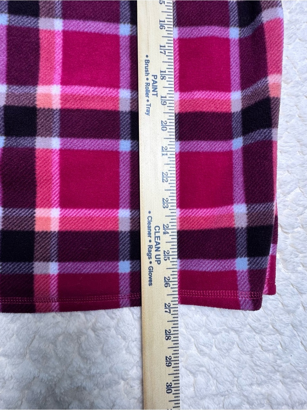 Eddie Bauer Women's Maroon and Pink Plaid Fleece Top - Picture 5 of 6